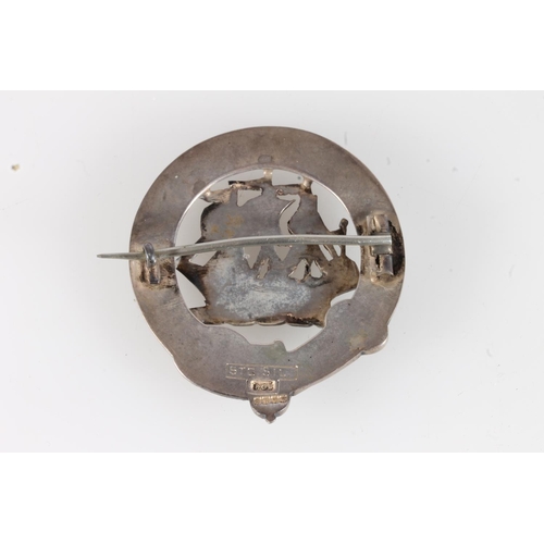 192 - Scottish silver clan badge brooch, possibly Jamieson, with motto 'Ad Litora Tendit', with triple mas... 