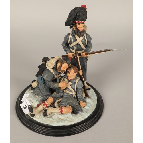 38 - Ballantynes military model diorama of three Scottish soldiers