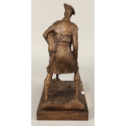 41 - 51st Highland Division Memorial 1994 bronzed figure on wooden base