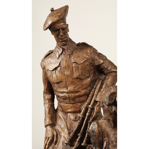 41 - 51st Highland Division Memorial 1994 bronzed figure on wooden base