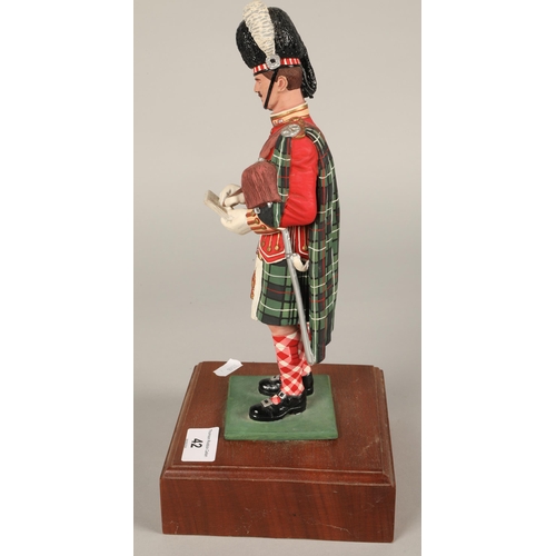 42 - Officer Seaforth Highlanders Review Order c. 1894 figure on wooden base 