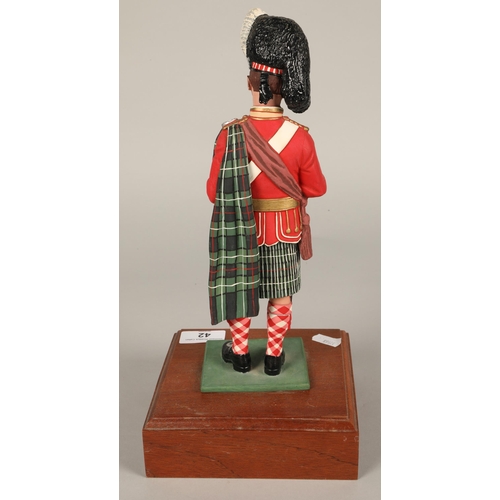 42 - Officer Seaforth Highlanders Review Order c. 1894 figure on wooden base 