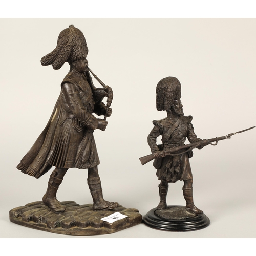 46 - Bronzed figure Pipe Major by Mackie, and a smaller by Ballantynes(2)