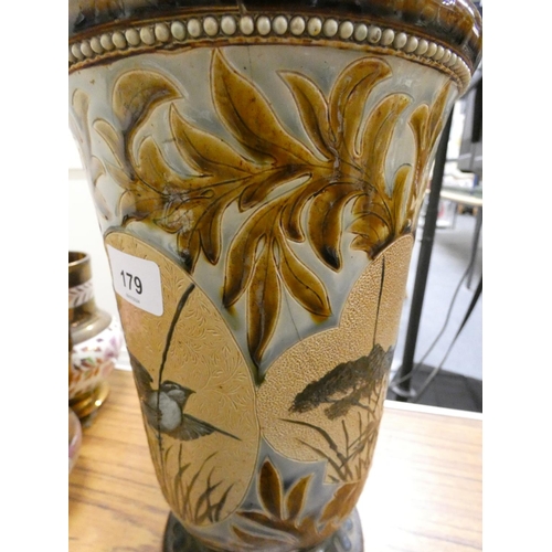 89 - Florence Barlow for Doulton Lambeth, glazed stoneware flared vase circa 1890, decorated with relief ... 