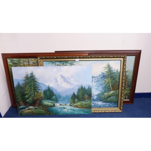 1 - Three modern framed contemporary landscape oils and another.  (4)