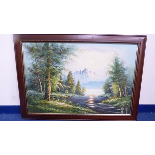 1 - Three modern framed contemporary landscape oils and another.  (4)