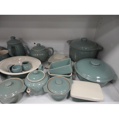 109 - Collection of Denby green glazed stoneware dinner wares.