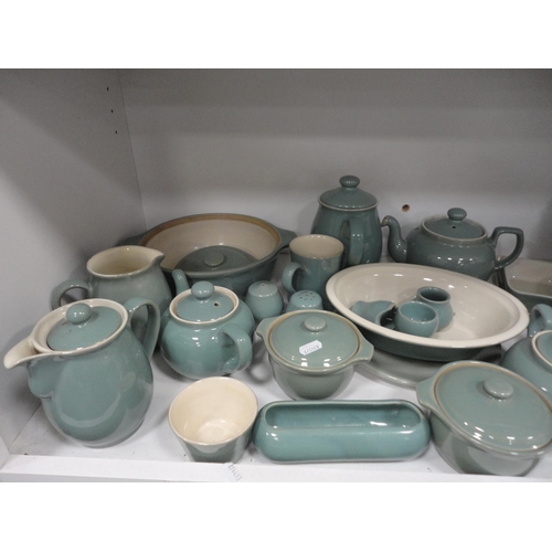 109 - Collection of Denby green glazed stoneware dinner wares.