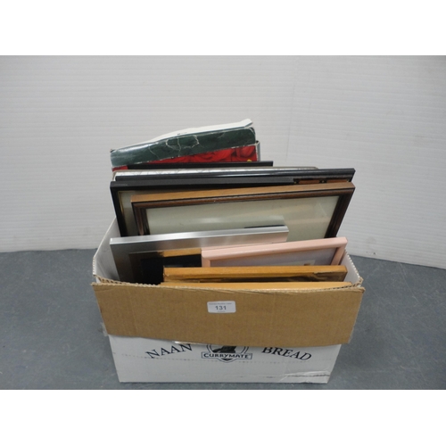 131 - Box containing assorted prints, pictures and frames.