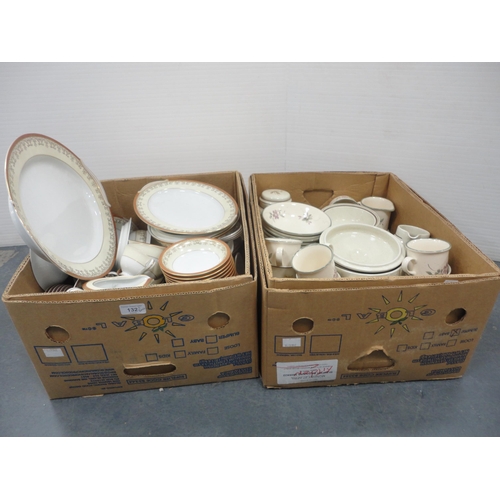 132 - Two boxes of dinnerwares, mainly Noritake and Biltons.