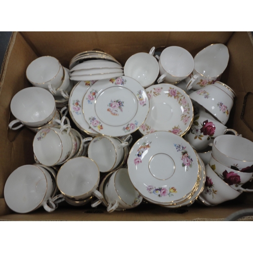 146 - Two boxes of assorted teawares to include tablewares by Denby.