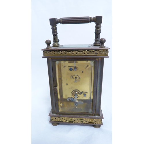 149 - Brass four glass carriage clock.