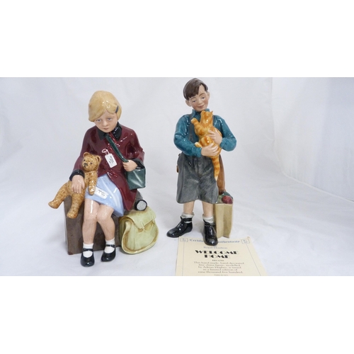 154 - Two Royal Doulton Limited Edition 'Evacuee' figures of 'The Girl Evacuee'  No 8072 of 9500 and 'Welc... 