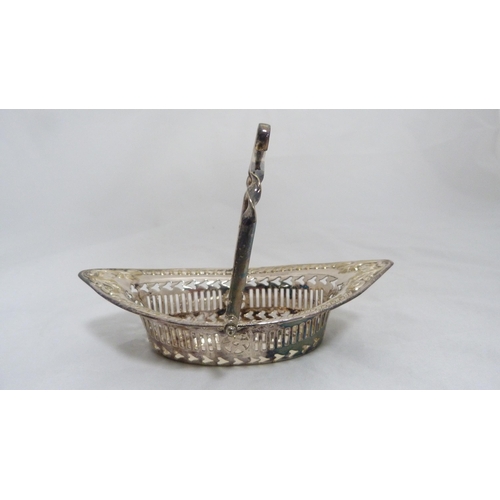 155 - Pair of EP boat shaped bon bon baskets with handles.