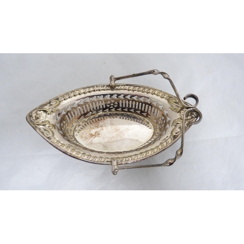 155 - Pair of EP boat shaped bon bon baskets with handles.