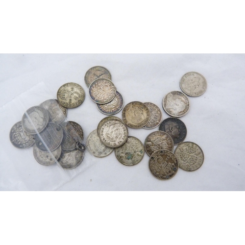 166 - Bag of coinage and banknotes to include George V silver threepences, boxed 1951 Festival of Britain ... 