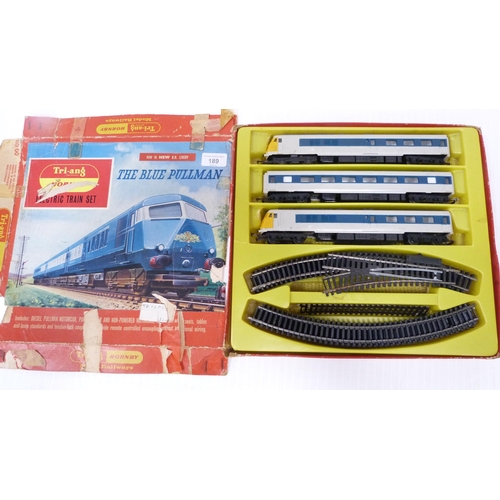 189 - Tri-ang Hornby OO guage The Blue Pullman electric train set, boxed.