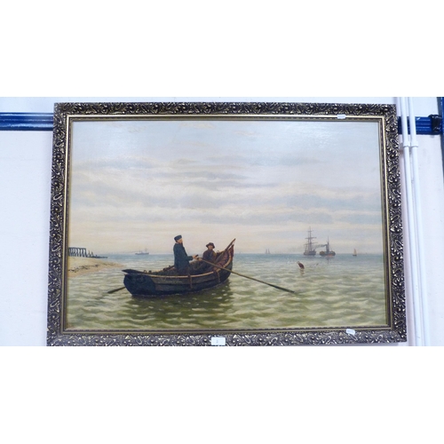 2 - HenryFigures in a fishing boatSigned, oil on canvas, in a gilt frame.