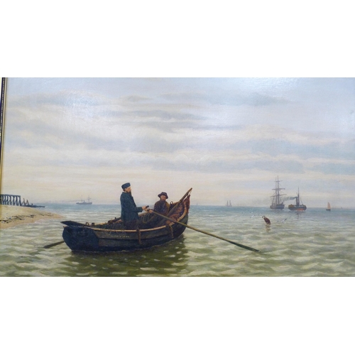 2 - HenryFigures in a fishing boatSigned, oil on canvas, in a gilt frame.