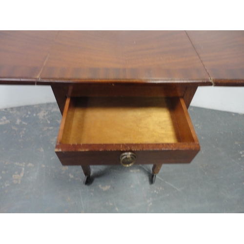 207 - Tea trolley and drum-shaped occasional table with tooled top. (2)