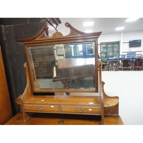 213 - Late Victorian carved two-piece bedroom suite comprising mirror-door wardrobe and kneehole dressing ... 