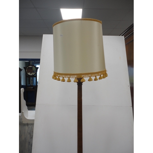 216 - Floor lamp with shade, with oak sewing table. (2)