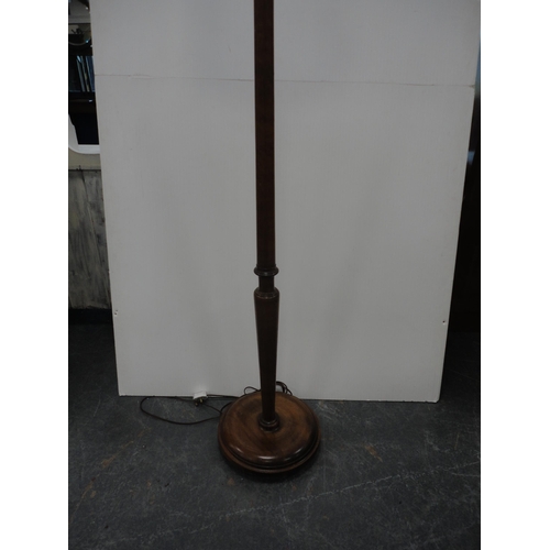 216 - Floor lamp with shade, with oak sewing table. (2)