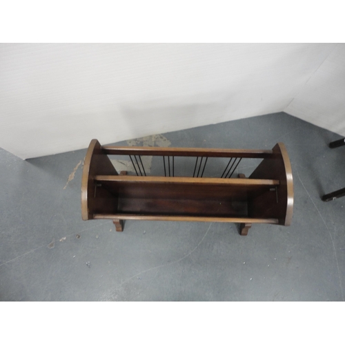 221 - Occasional table, two plant stands and a magazine rack.  (4)