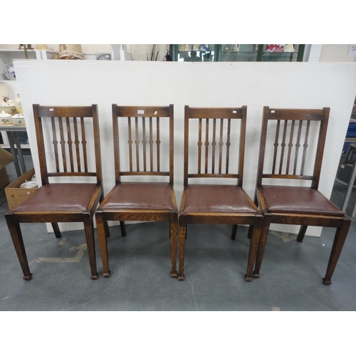 222 - Set of eight oak rail back dining chairs. (8)