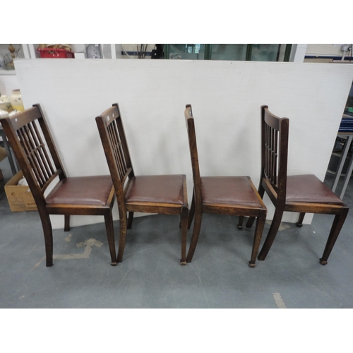 222 - Set of eight oak rail back dining chairs. (8)