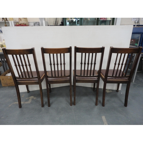 222 - Set of eight oak rail back dining chairs. (8)