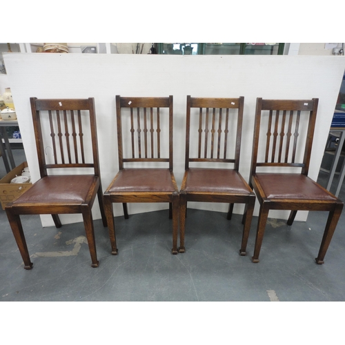 222 - Set of eight oak rail back dining chairs. (8)