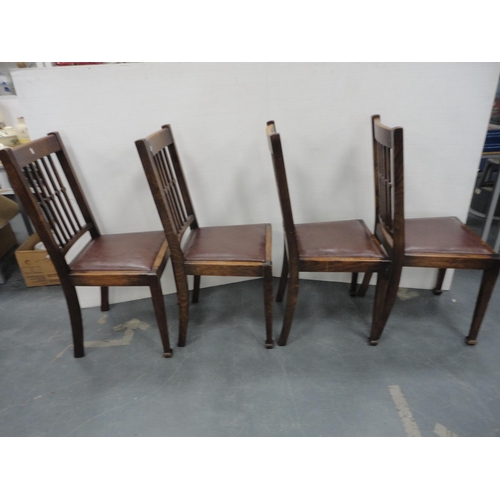 222 - Set of eight oak rail back dining chairs. (8)