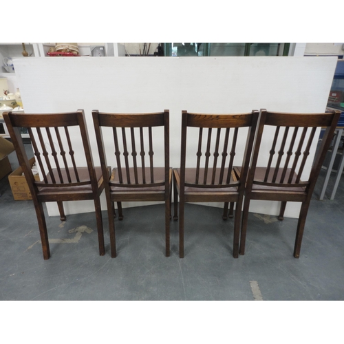 222 - Set of eight oak rail back dining chairs. (8)