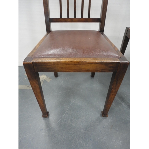 222 - Set of eight oak rail back dining chairs. (8)