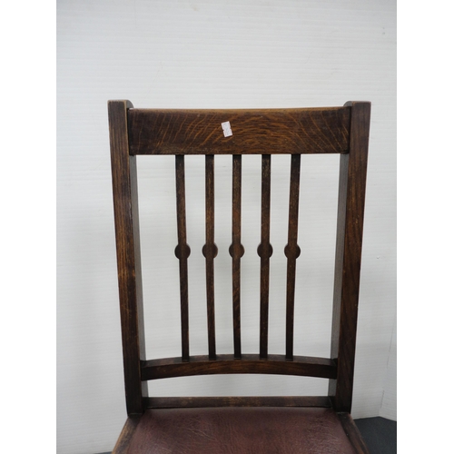 222 - Set of eight oak rail back dining chairs. (8)