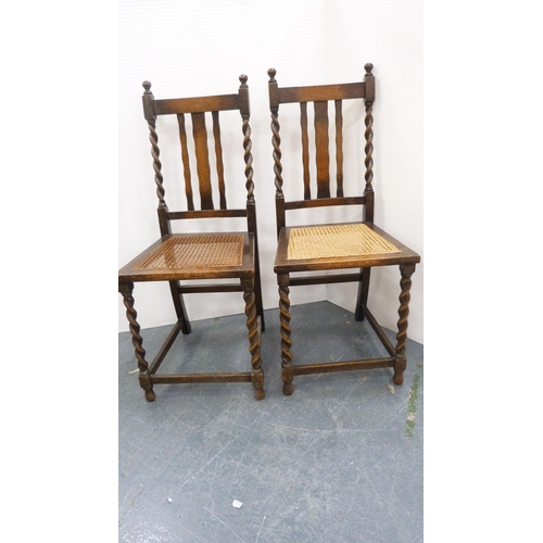 228 - Bergere walnut armchair, with pair of oak side chairs. (3)