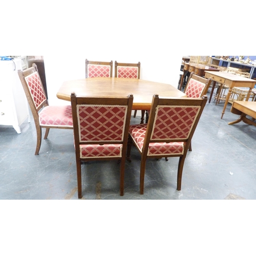 233 - Oak composite eight piece oak dining room suite, Comprising of sideboard, octagonal centre table and... 