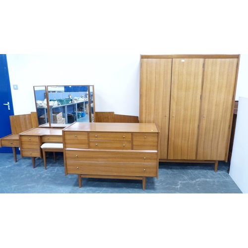 235 - Five-piece mid-century teak bedroom suite by A Younger, c. 1960s, comprising a wardrobe, dressing ta... 