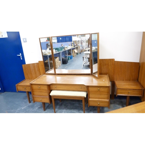 235 - Five-piece mid-century teak bedroom suite by A Younger, c. 1960s, comprising a wardrobe, dressing ta... 