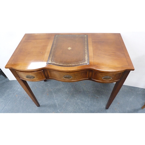 238 - Reproduction three drawer serpentine hall table.