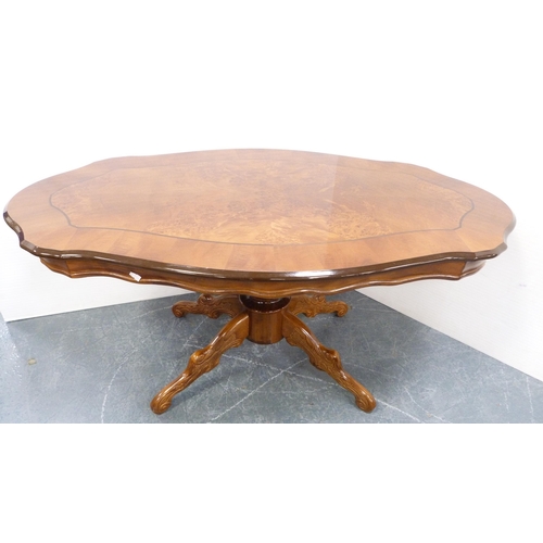 240 - Mahogany drop leaf table, with Italian style coffee table. (2)