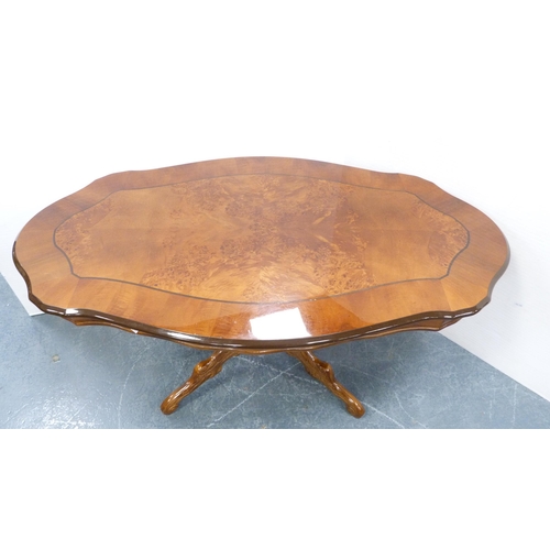 240 - Mahogany drop leaf table, with Italian style coffee table. (2)