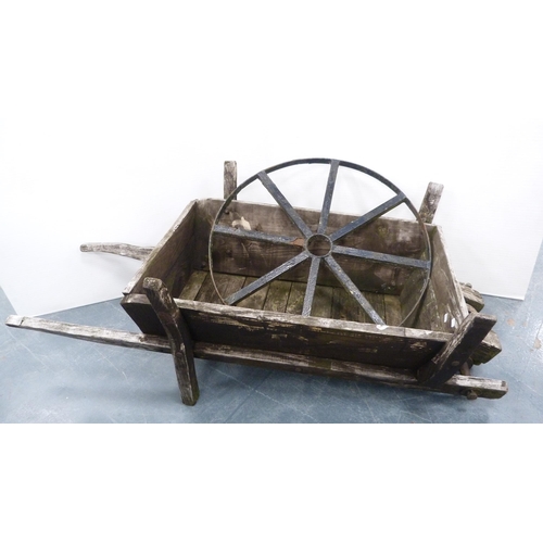 243 - Wheelbarrow, with painted iron cartwheel. (2)