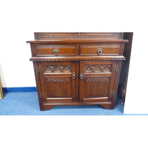 248 - Old Charm oak display cabinet on cupboard base.