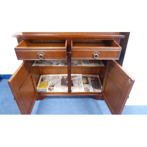 248 - Old Charm oak display cabinet on cupboard base.