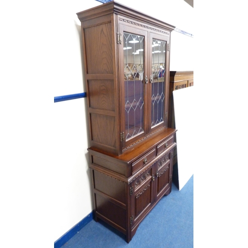 248 - Old Charm oak display cabinet on cupboard base.