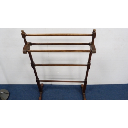 250 - Victorian mahogany towel rail, with modern uplighter. (2)