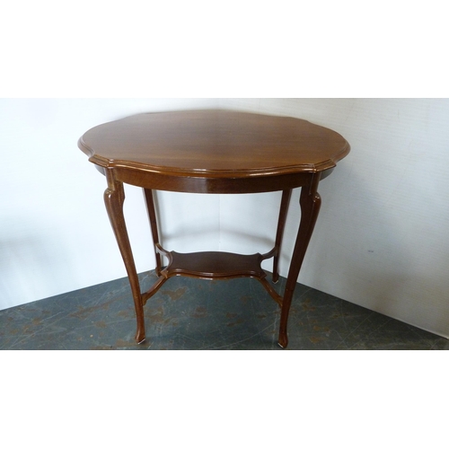 257 - Pair of Bentwood cafe chairs, with shaped mahogany occasional table. (3)