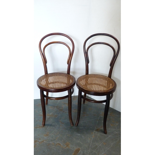 257 - Pair of Bentwood cafe chairs, with shaped mahogany occasional table. (3)